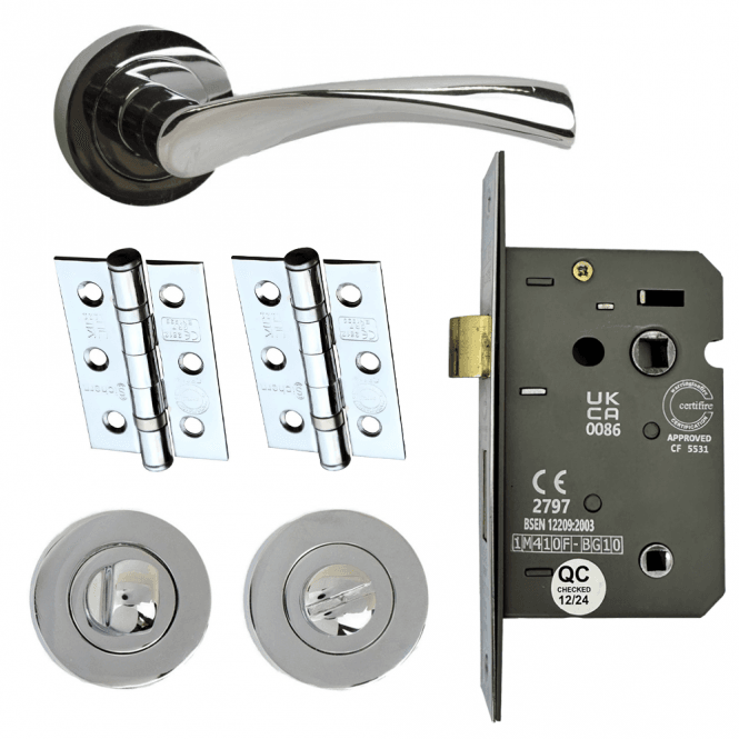 Bathroom Twirl Lever on Rose Door Handle Pack
