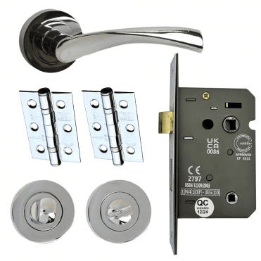 Bathroom Lever on Rose Door Handle Pack available at ScrewShop