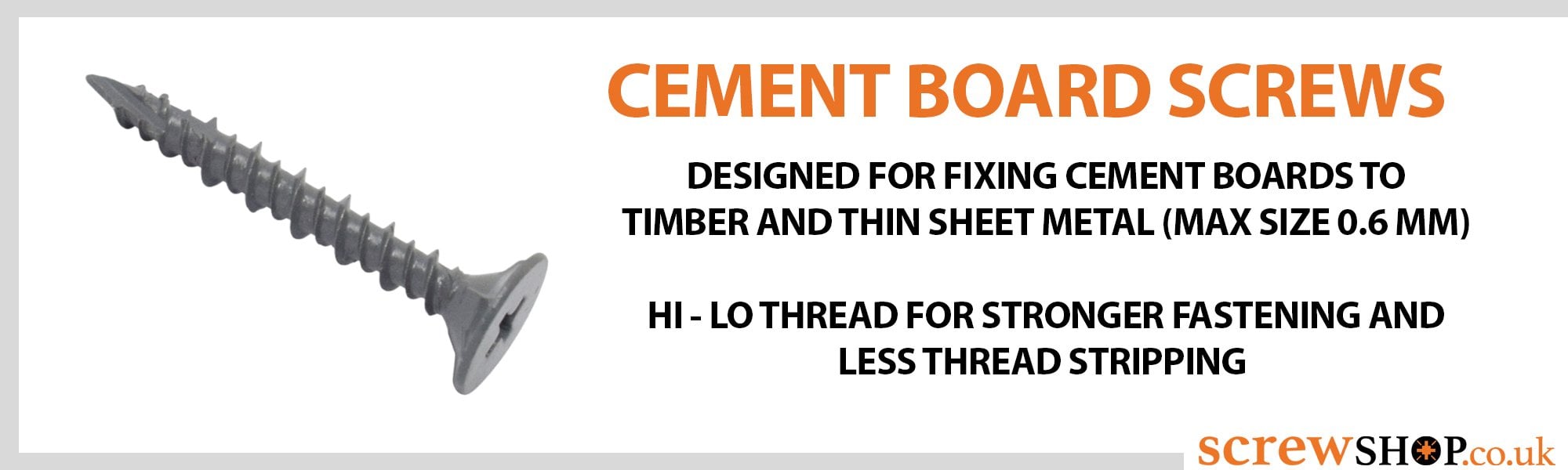 Hi Lo Cement Board Screws