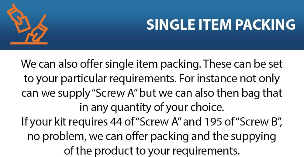 Single item sorting and packing  NE Fasteners Screwshop