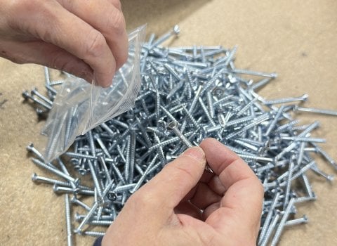 hand sorting kitting NE Fasteners Screwshop