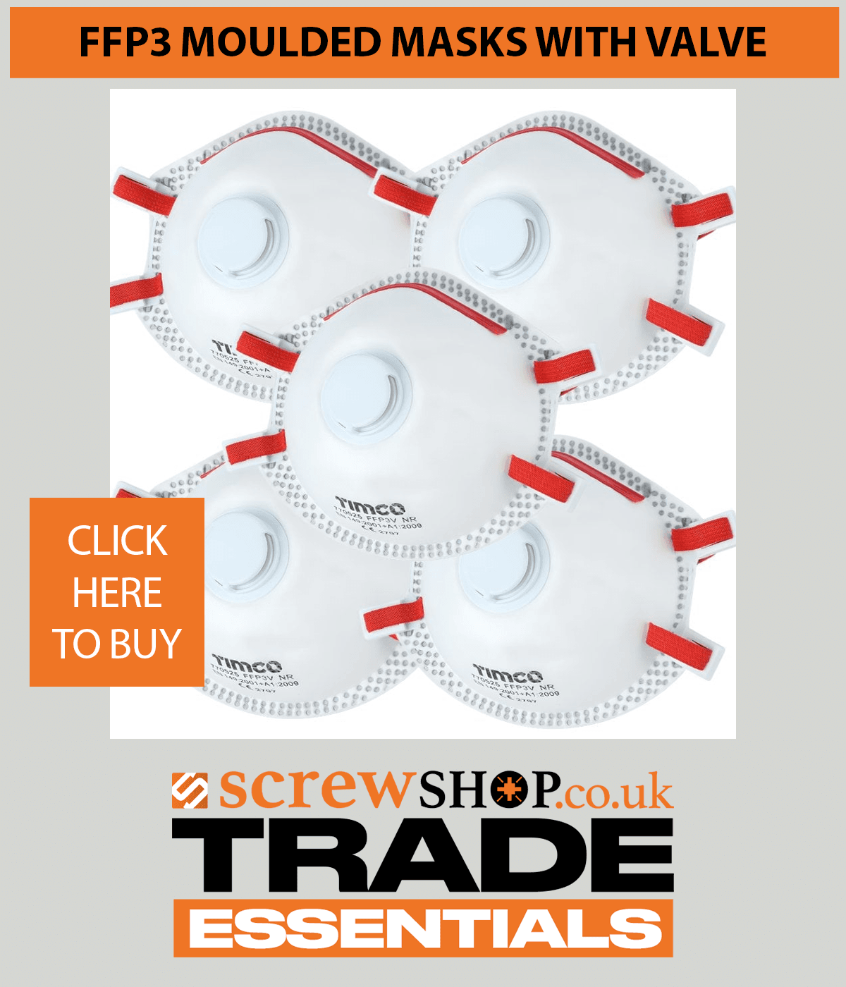 FFP3 MOULDED MASKS WITH VALVE AVAILABLE FROM SCREWSHOP