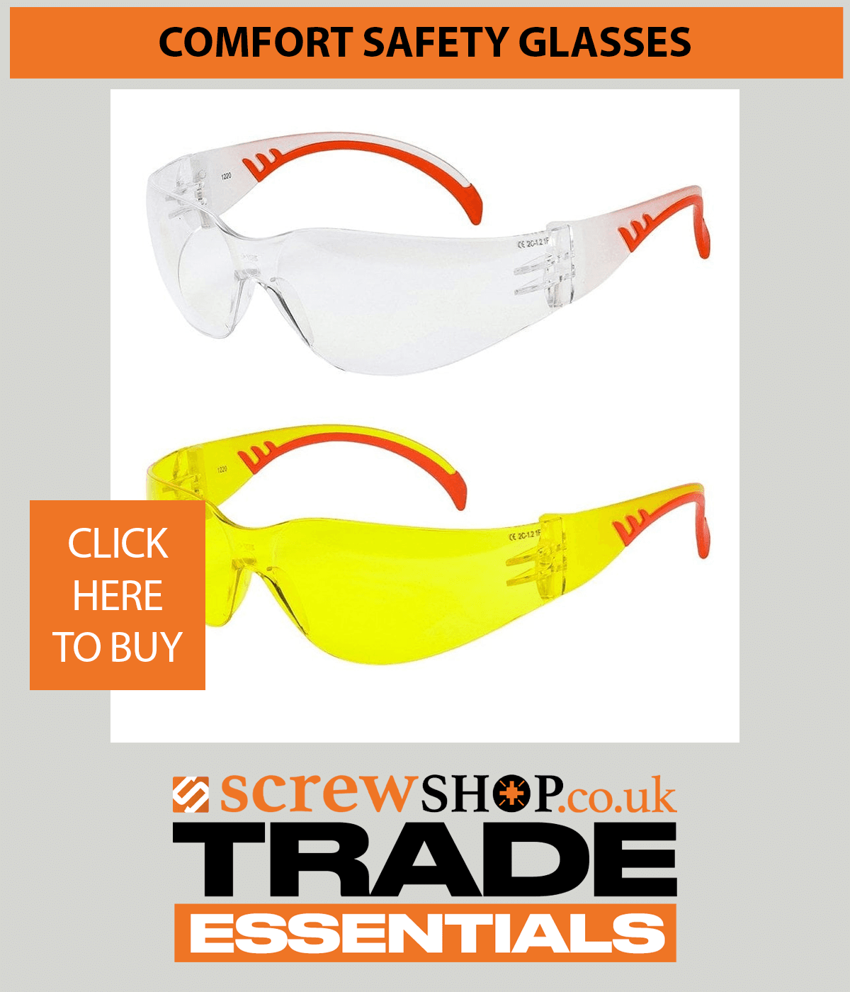 COMFORT SAFETY GLASSES AVAILABLE FROM SCREWSHOP