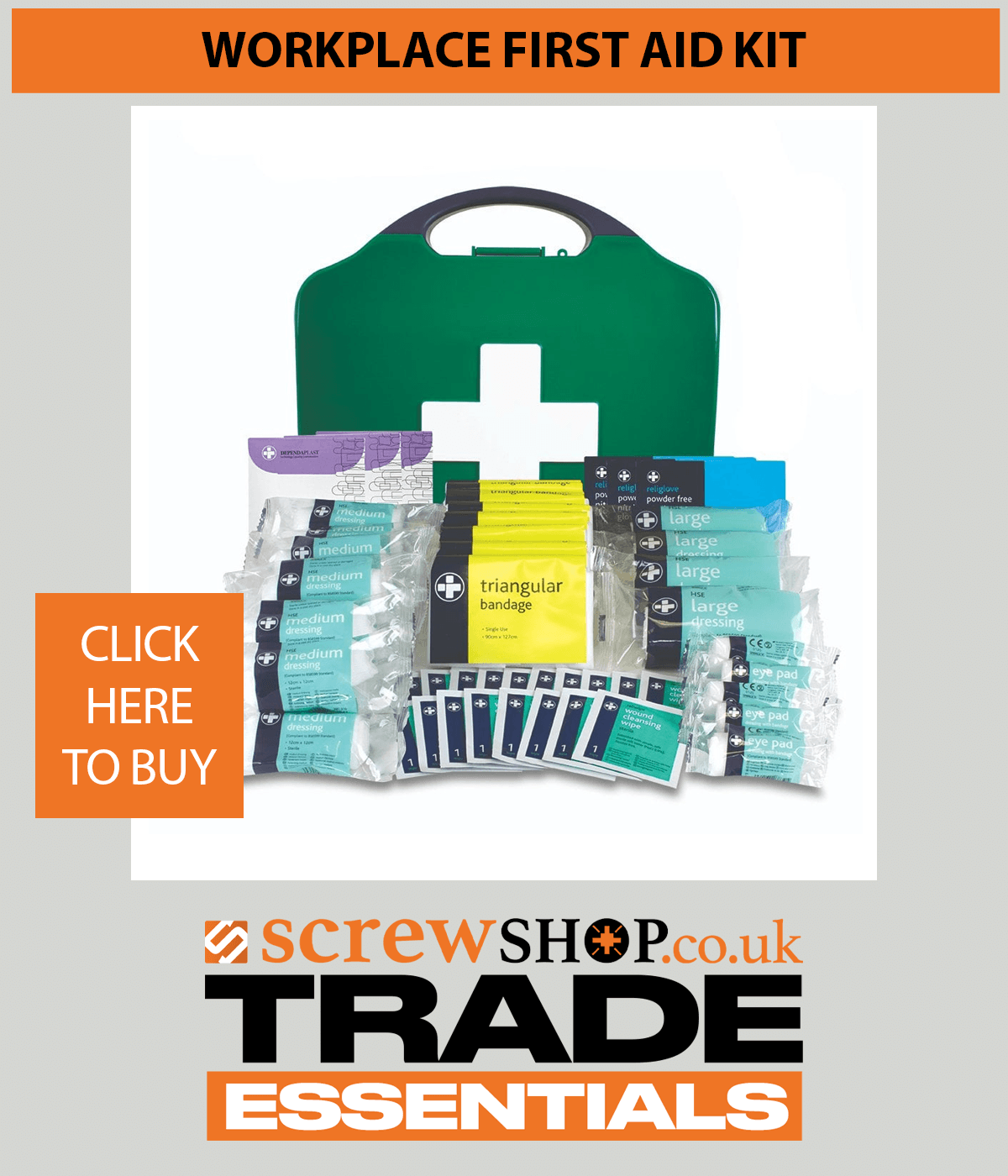 WORKPLACE FIRST AID KIT AVAILABLE FROM SCREWSHOP
