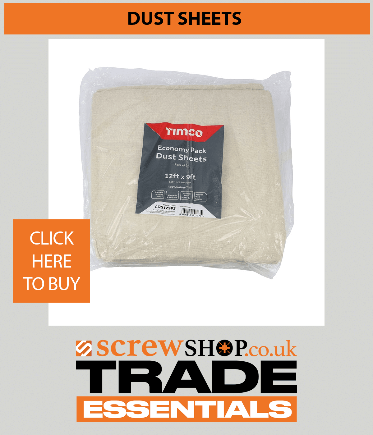 DUST SHEETS AVAILABLE FROM SCREWSHOP