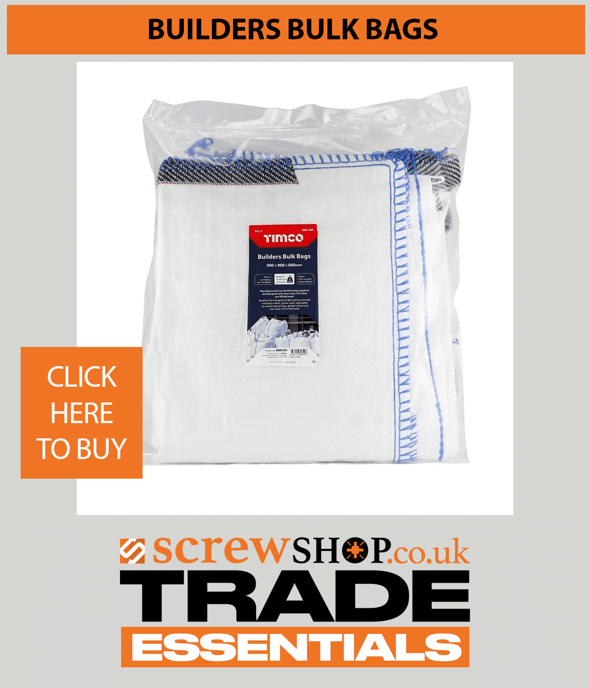 BUILDERS BULK BAGS AVAILABLE FROM SCREWSHOP