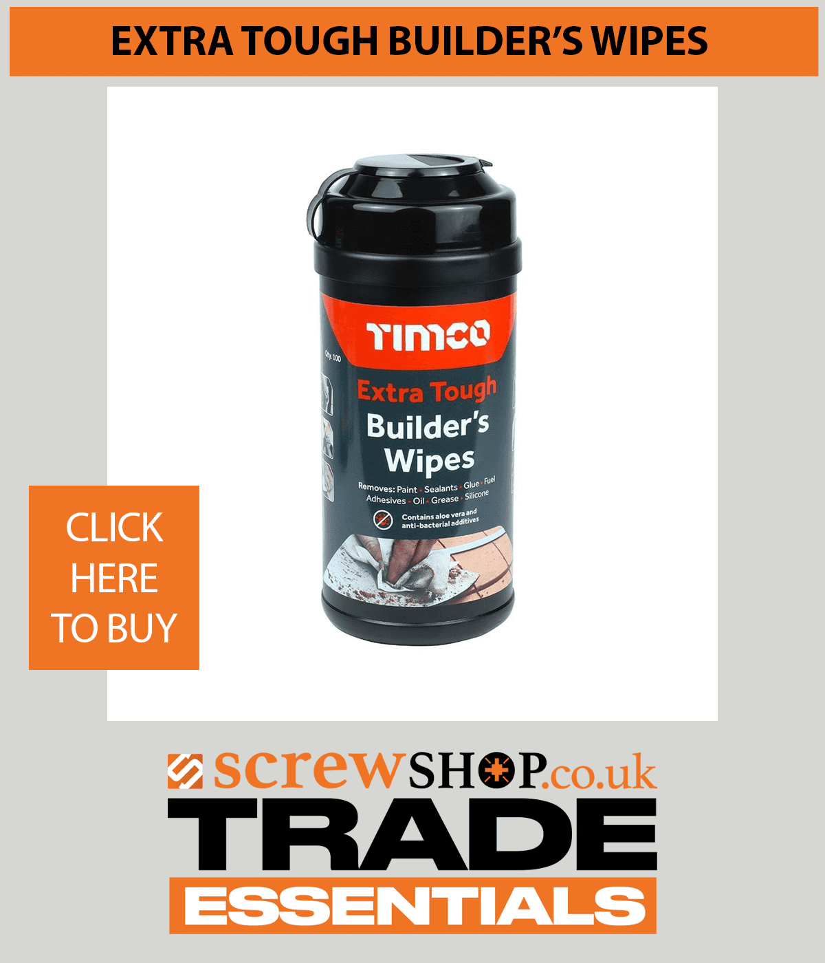 EXTRA TOUGH BUILDERS WIPES AVAILABLE FROM SCREWSHOP