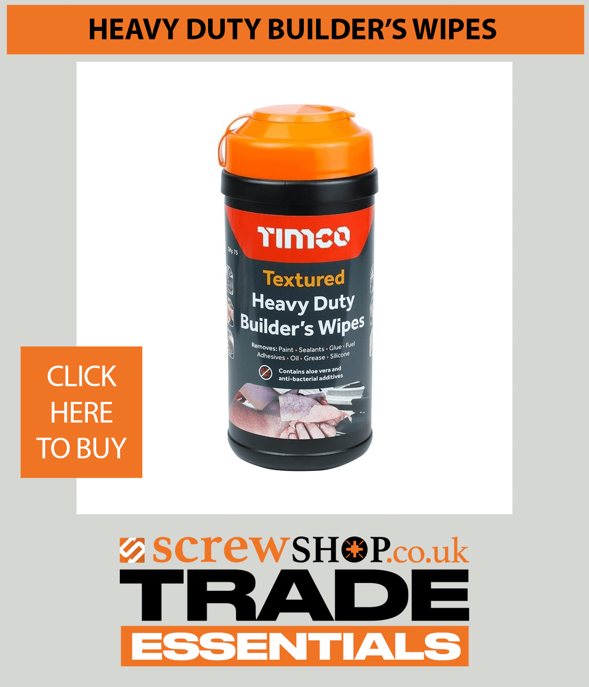 HEAVY DUTY BUILDERS WIPES AVAILABLE FROM SCREWSHOP