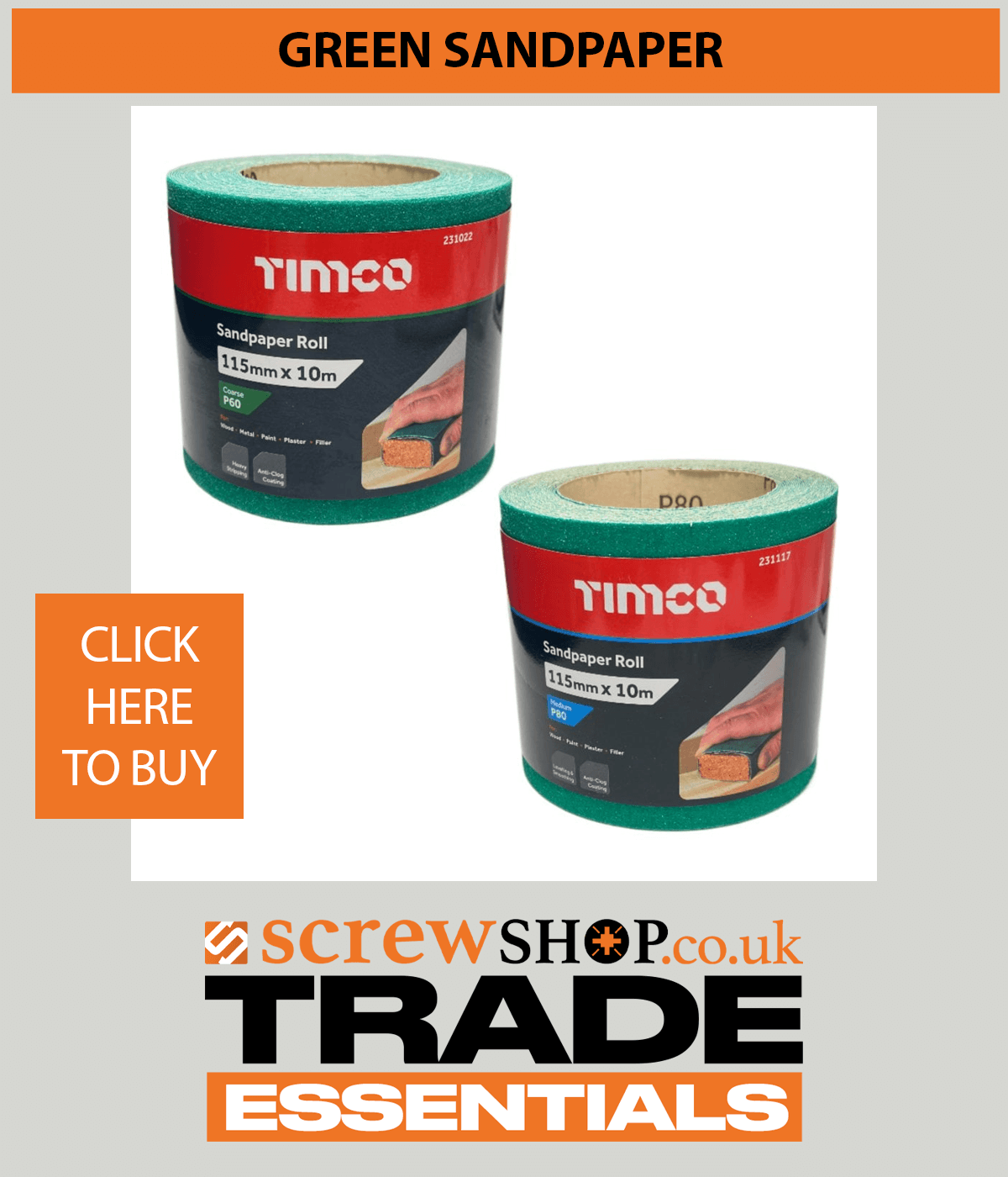 GREEN SANDPAPER AVAILABLE FROM SCREWSHOP