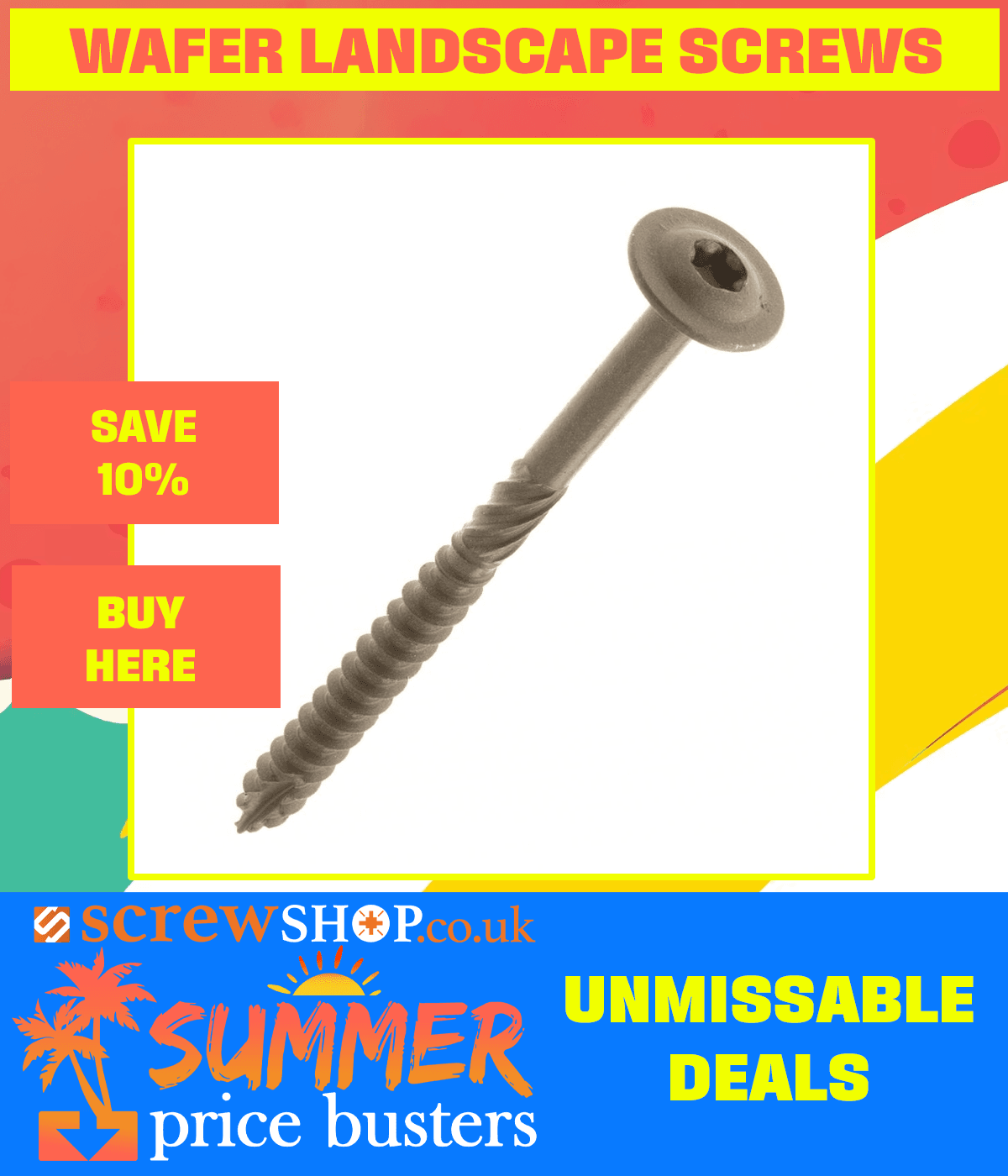 Save 10% on Wafer Head Landscape Screws
