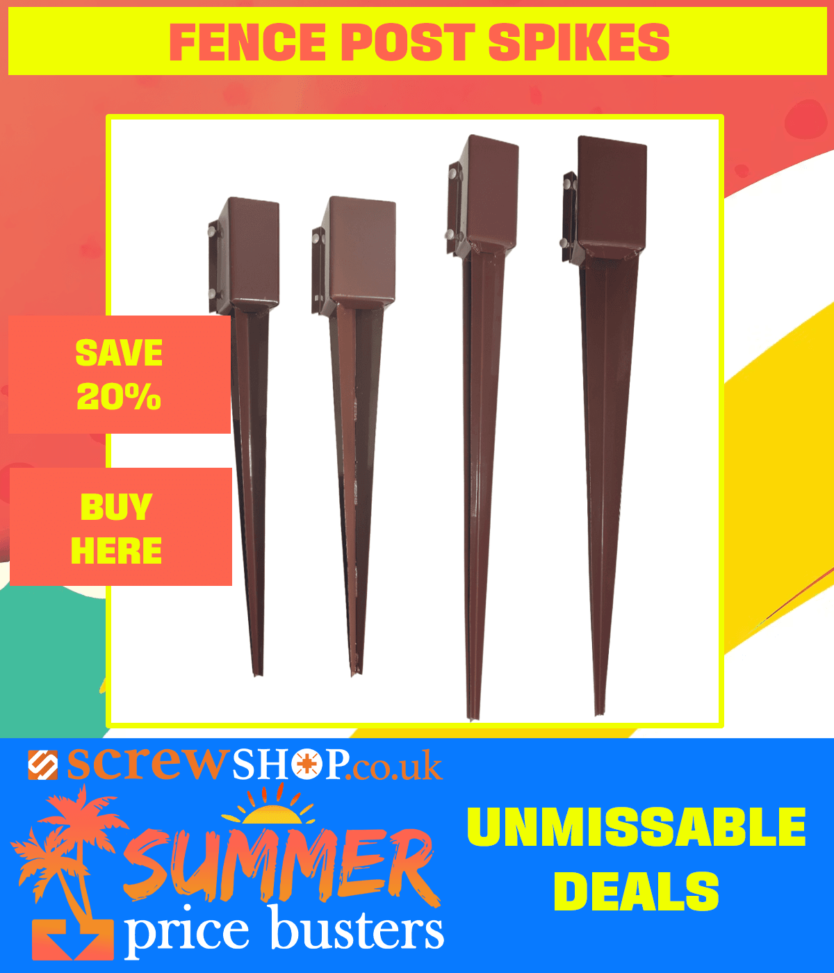 Save 20% on Drive in Fence Post Spikes