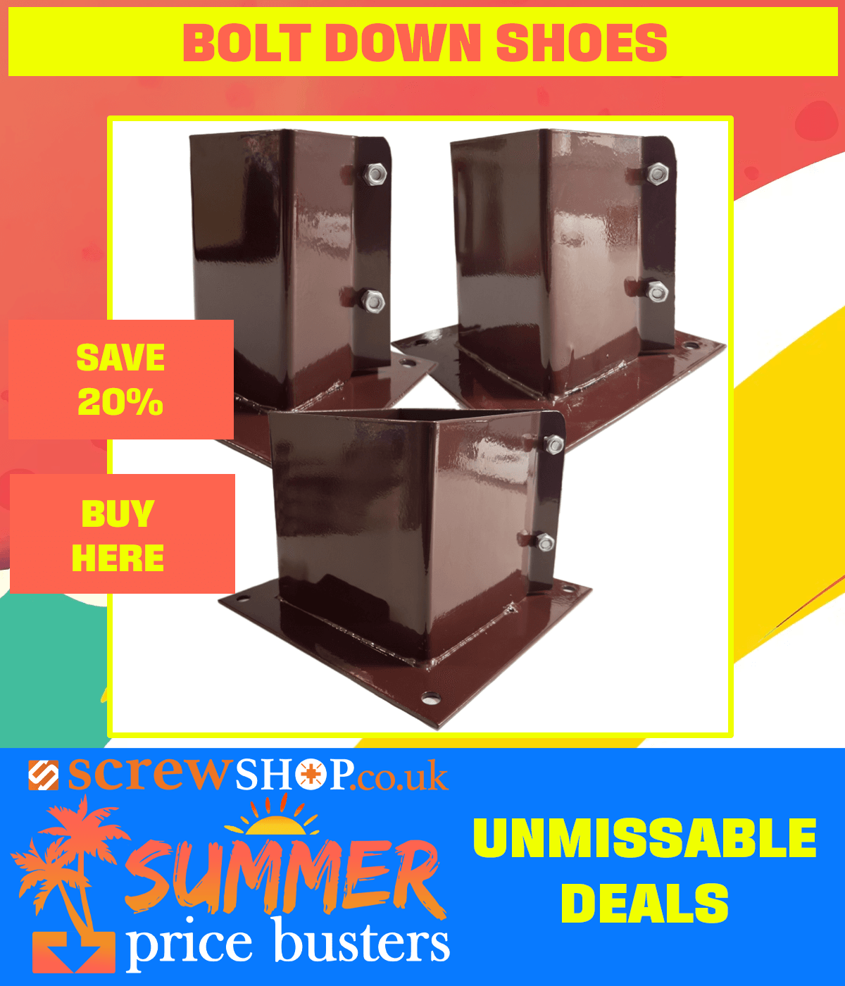 Save 20% on Bolt Down Shoes