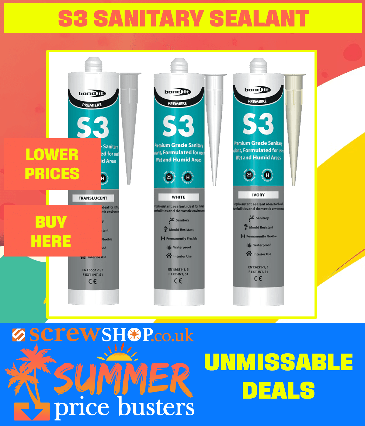 S3 Sanitary Sealants New Lower Prices