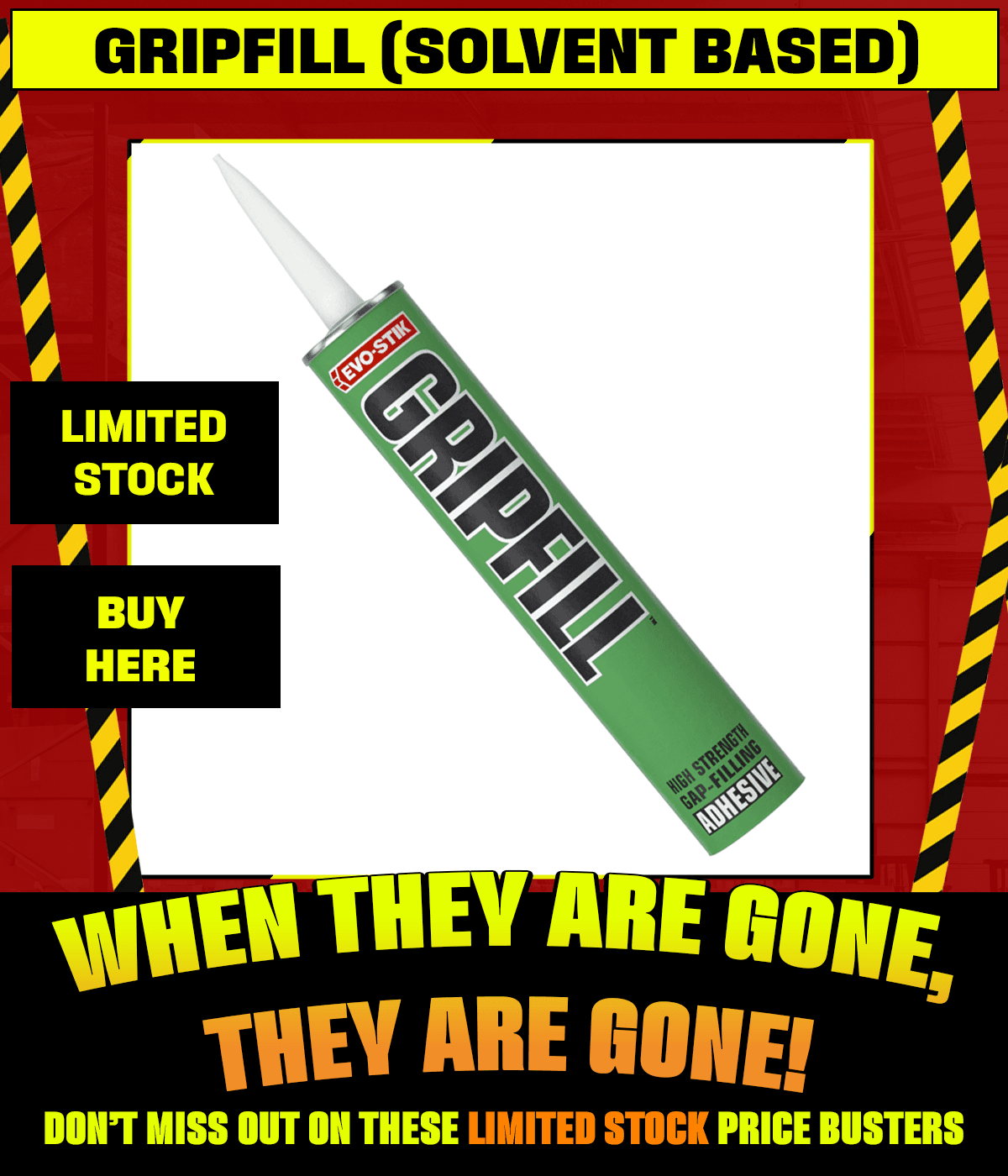 GRIPFILL SOLVENT BASED DISCONTINUED DEAL OFFER AT SCREWSHOP
