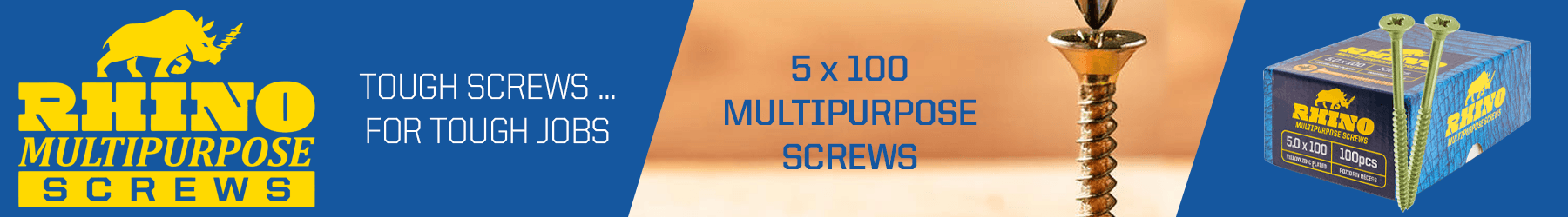 5 X 100 MULTIPURPOSE YELLOW SCREWS AVAILABLE FROM SCREWSHOP