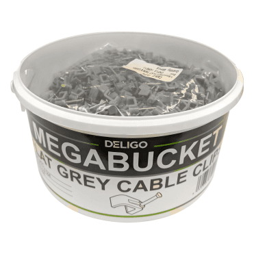 DELIGO 800 FLAT GREY CABLE CLIPS MEGA BUCKET AVAILABLE FROM SCREWSHOP
