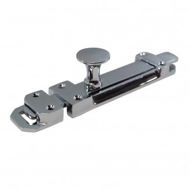 HEAVY DUTY DOOR SURFACE BOLT POLISHED CHROME AVAILABLE FROM SCREWSHOP