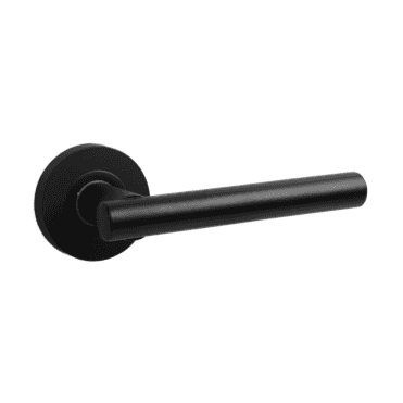 LAUREL LEVER ON ROSE DOOR HANDLE MATT BLACK AVAILABLE FROM SCREWSHOP