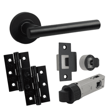 LAUREL LEVER ON ROSE DOOR HANDLE PACK 2 MATT BLACK AVAILABLE AT SCREWSHOP