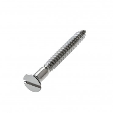Nickel on Brass Slotted Countersunk Woodscrew available at Screwshop