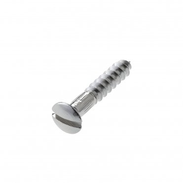 Nickel on Brass Slotted Raised head Woodscrews available at Screwshop