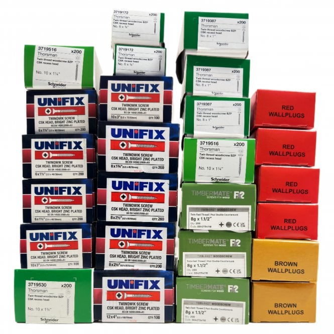 Recess Twinthread Screw Assortment Pack