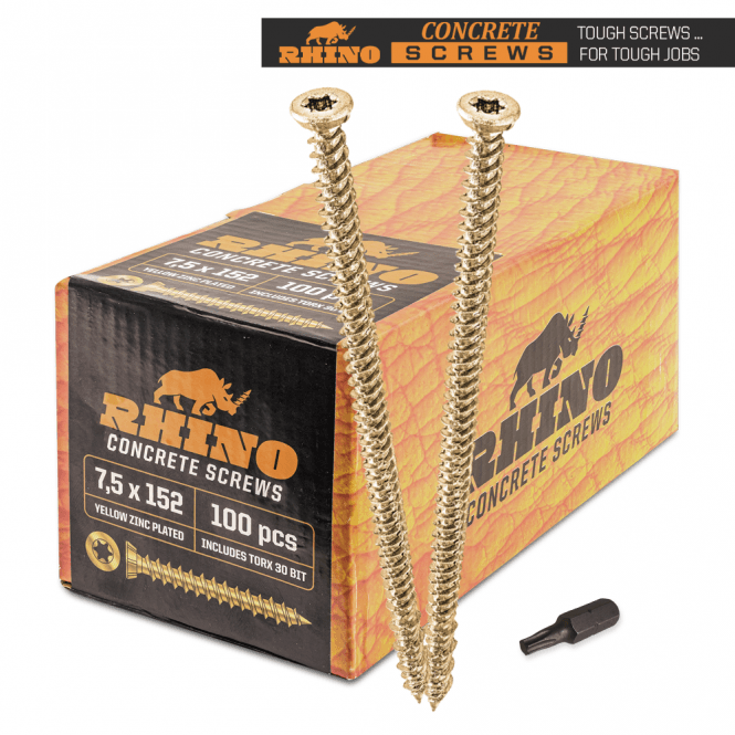Rhino Screws Concrete Frame Screws - Masonry - Zinc Yellow