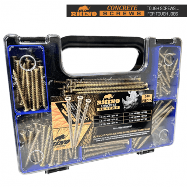 RHINO CONCRETE 240 PIECE CARRY CASE ASSORTMENT AVAILABLE FROM SCREWSHOP