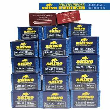 RHINO MULTIPURPOSE 2600 SCREWS TRADE ASSORTMENT PACK MULTI PURPOSE YELLOW SCREWS AVAILABLE FROM SCREWSHOP