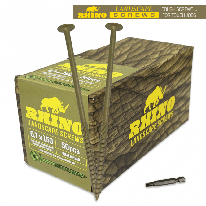 Rhino Screws Timber Landscape Sleeper Screws - Wafer Head - Organic Green