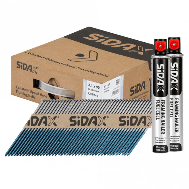 SiDAX 1st Fix Collated Clipped Head Nails - Bright - With Fuel