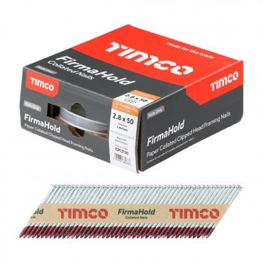 TIMCO 1ST FIX COLLATED FRAMING NAILS 2.8 X 50 WITHOUT GAS - FIRMAHOLD - RINGSHANK - FIRMGALV PLUS AVAILABLE AT SCREWSHOP ONLINE