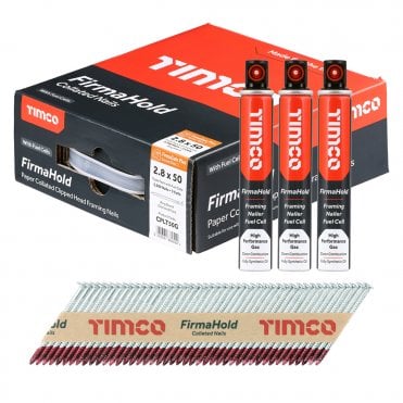 TIMCO 1ST FIX COLLATED FRAMING NAILS 2.8 X 50 WITH GAS - FIRMAHOLD - RINGSHANK - FIRMGALV PLUS AVAILABLE AT SCREWSHOP