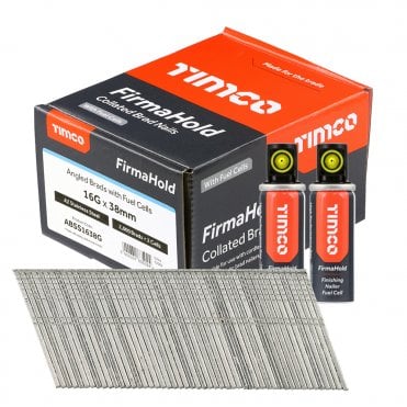 TIMCO 2ND FIX ANGLED BRAD NAILS STAINLESS STEEL 16G X 38MM WITH GAS AVAILABLE FROM SCREWSHOP