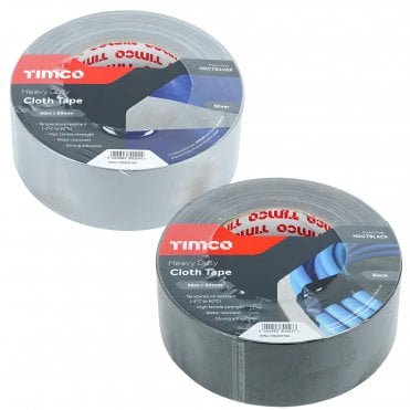 TIMCO CLOTH TAPE HEAVY DUTY BLACK AND SILVER 50M X 50MM AVAILABLE FROM SCREWSHOP