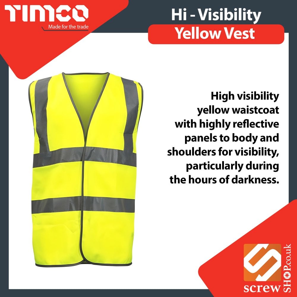 Supertouch Yellow Hi Vis Safety Waistcoats – 10-Pack, High Visibility Vests (Size S To 4XL)
