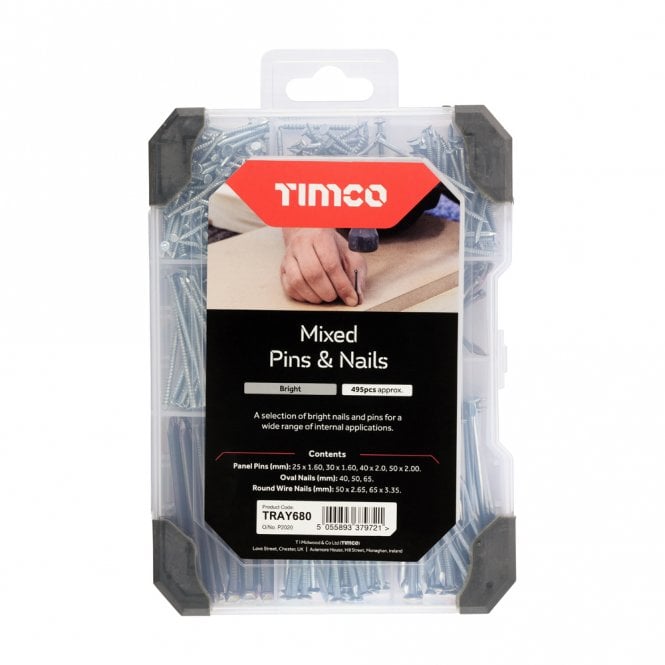 TIMCO Pins & Nails - Bright - 495pcs Mixed Tray