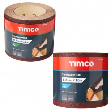 TIMCO SANDPAPER ROLLS RED GRIT 115M X 10M AVAILABLE AT SCREWSHOP