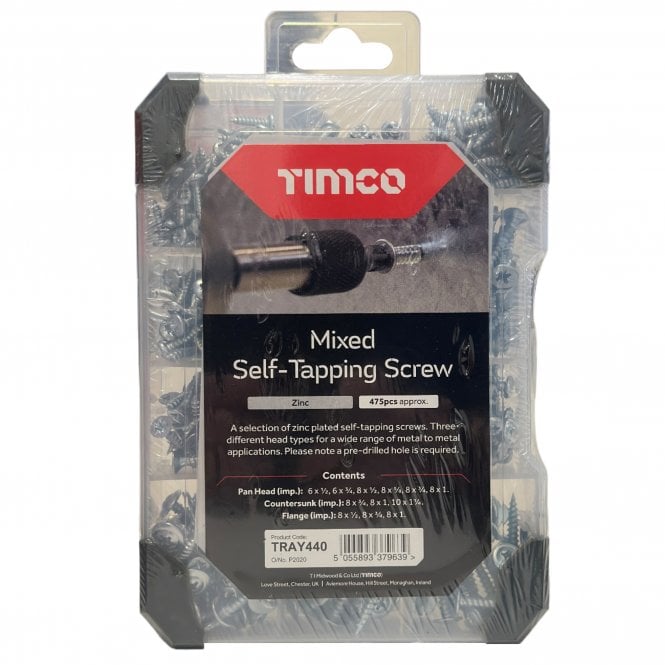 TIMCO Self Tapping Screws Zinc - 475pc Mixed Tray