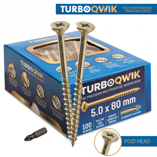 TurboQwik High Performance Premium Woodscrews - Pozi