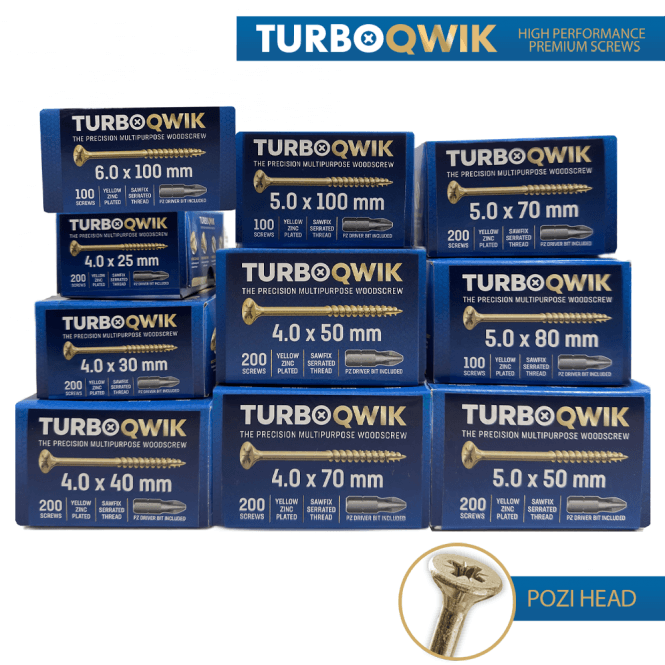 TurboQwik High Performance Premium Woodscrews - Pozi - Trade Pack