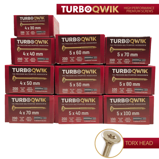 TurboQwik High Performance Premium Woodscrews - Torx - Trade Pack