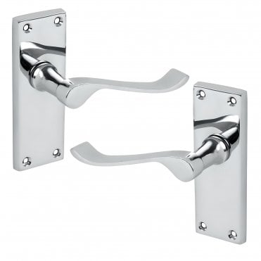 VICTORIAN SCROLL LATCH HANDLE LEVER PAIR ON DOOR AVAILABLE FROM SCREWSHOP TRADE