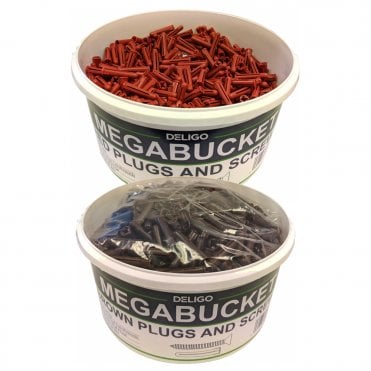 DELIGO BROWN AND RED WALLPLUGS AND SCREWS MEGABUCKET AVAILABLE FROM SCREWSHOP